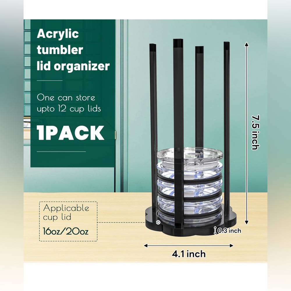 Acrylic Cup Lid Holder Organizer for 16oz Glass Cup Lids, Cup Lid Storage for 20